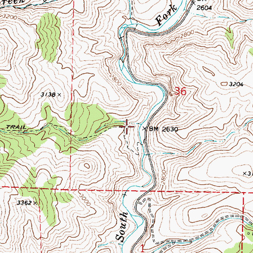 Topographic Map of Brown Creek, OR