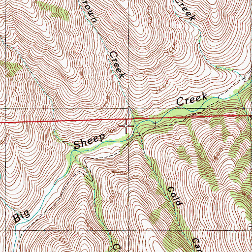 Topographic Map of Brown Creek, OR