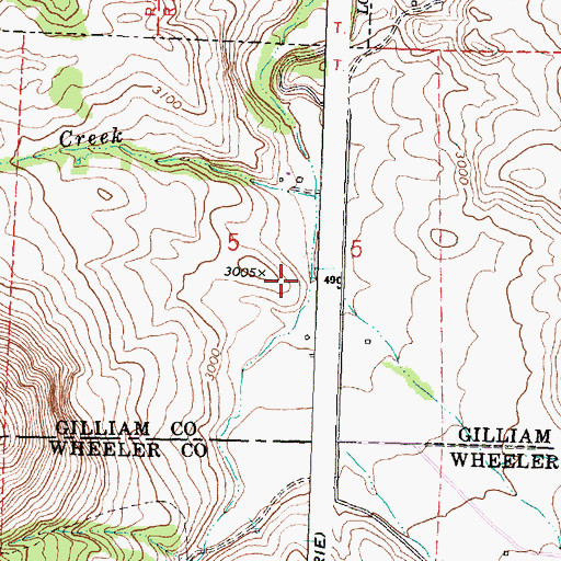 Topographic Map of Brown Creek, OR