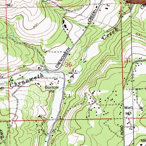 Topographic Map of Brown Creek, OR