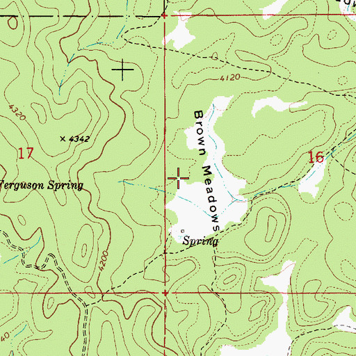 Topographic Map of Brown Meadows, OR