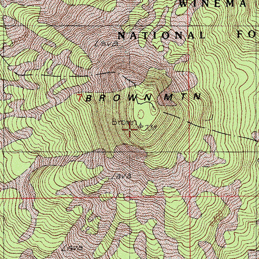 Topographic Map of Brown Mountain, OR