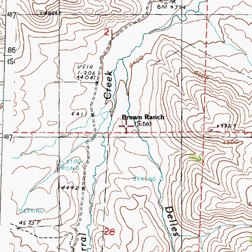 Topographic Map of Brown Ranch (historical), OR