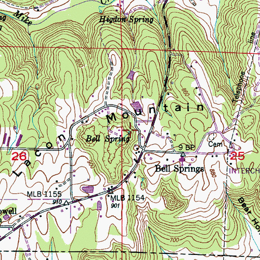 Topographic Map of Bell Spring, AL