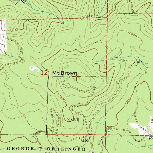 Topographic Map of Mount Brown, OR