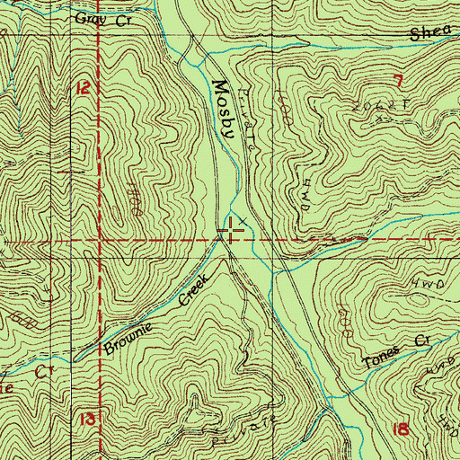 Topographic Map of Brownie Creek, OR