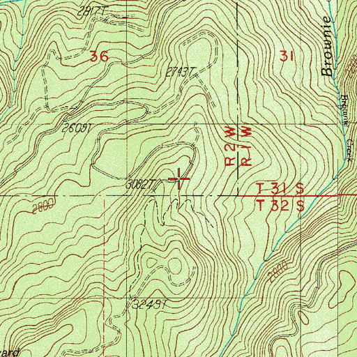Topographic Map of Brownie Creek Trail, OR