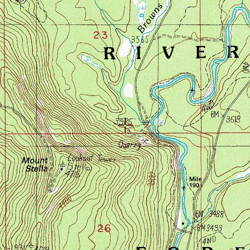 Topographic Map of Browns Creek, OR