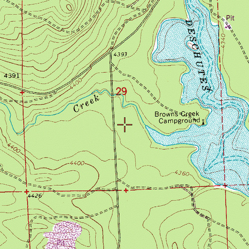 Topographic Map of Browns Creek, OR