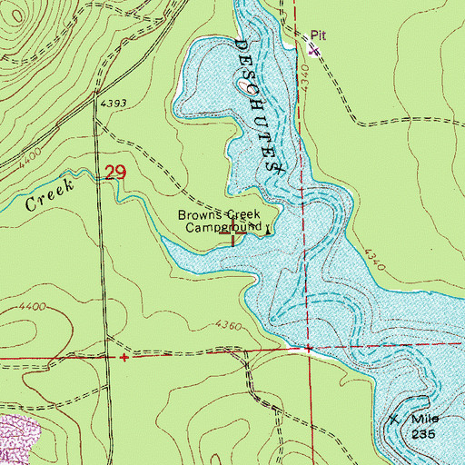 Topographic Map of Browns Mountain Recreation Site, OR
