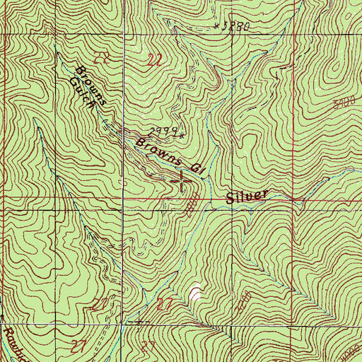 Topographic Map of Browns Gulch, OR