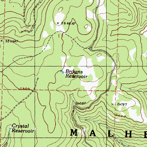Topographic Map of Browns Reservoir, OR