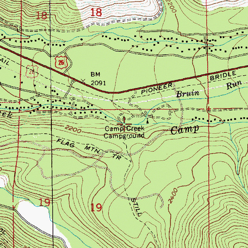 Topographic Map of Bruin Run Creek, OR