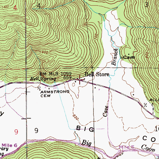 Topographic Map of Bell Store, AL