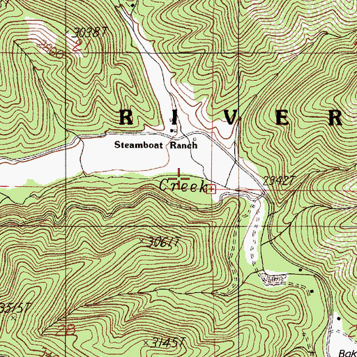 Topographic Map of Brush Creek, OR