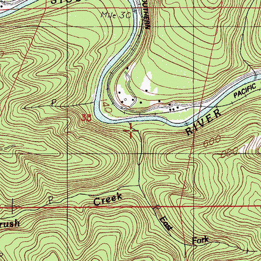 Topographic Map of Brush Creek, OR
