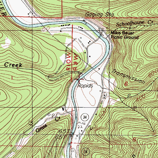 Topographic Map of Brush Creek, OR