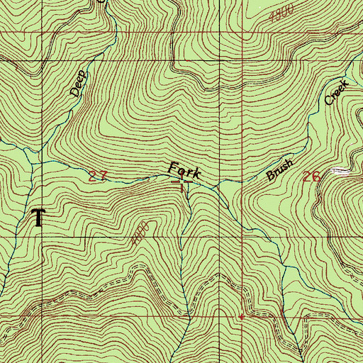 Topographic Map of Brush Creek, OR