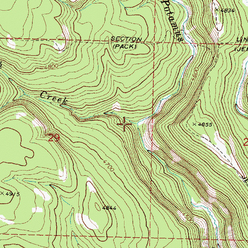 Topographic Map of Brush Creek, OR