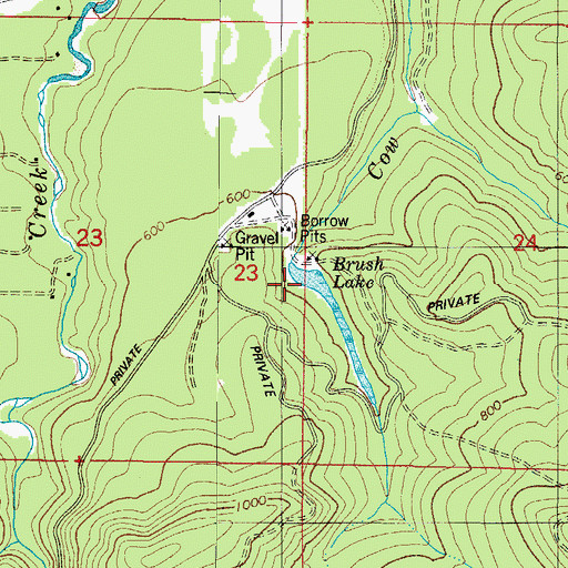 Topographic Map of Brush Lake, OR