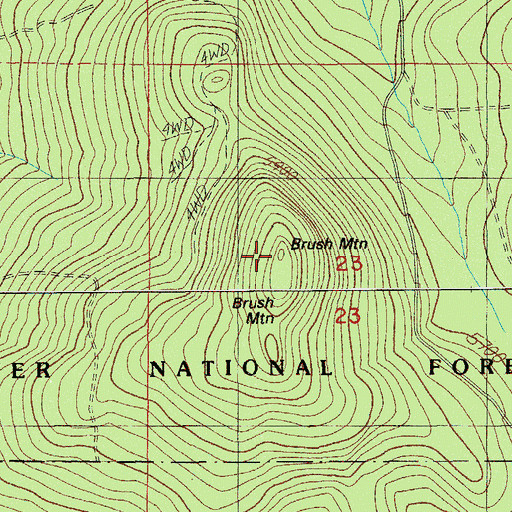 Topographic Map of Brush Mountain, OR