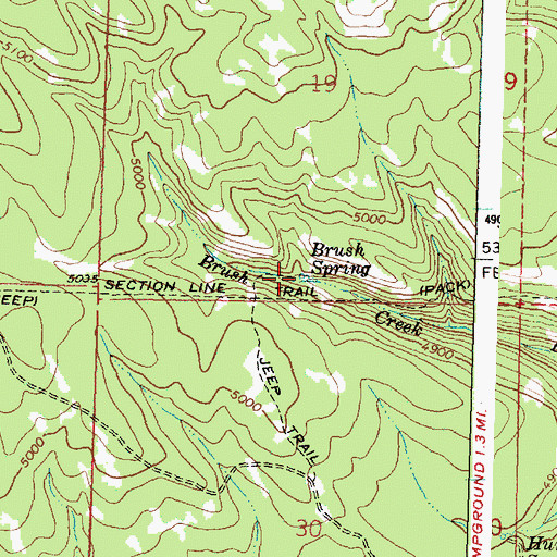 Topographic Map of Brush Spring, OR