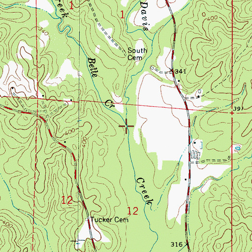 Topographic Map of Belle Creek, AL