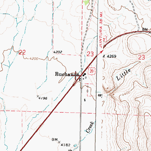 Topographic Map of Buchanan, OR