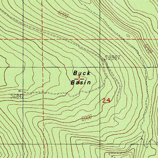 Topographic Map of Buck Basin, OR