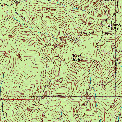 Topographic Map of Buck Butte, OR