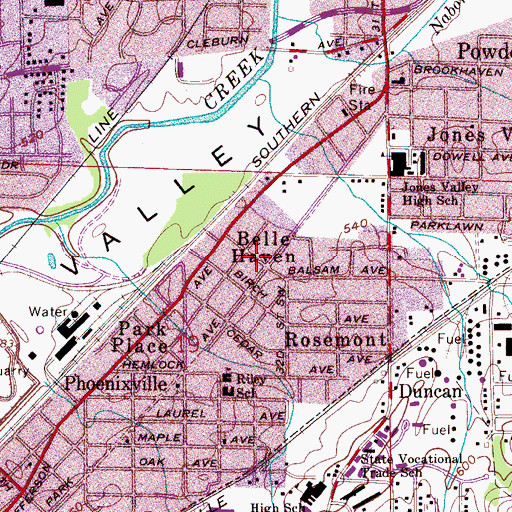 Topographic Map of Belle Haven, AL