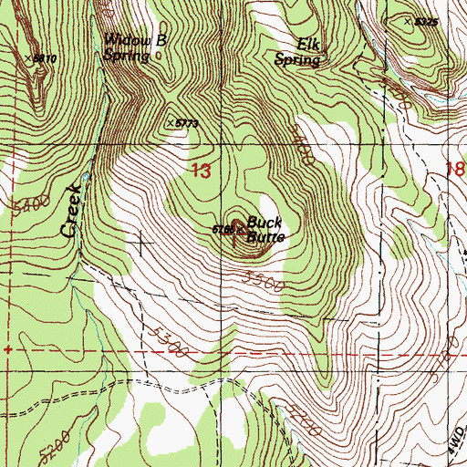 Topographic Map of Buck Butte, OR