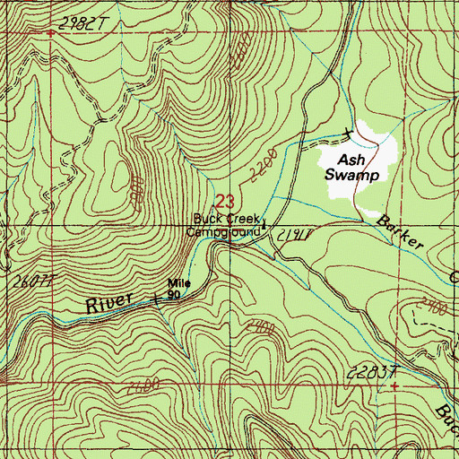 Topographic Map of Buck Creek, OR
