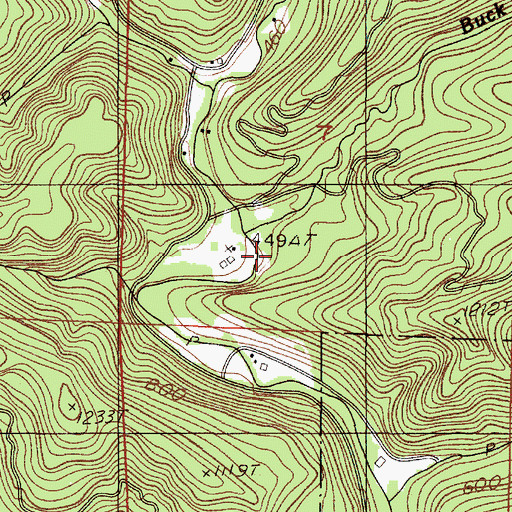 Topographic Map of Buck Creek, OR