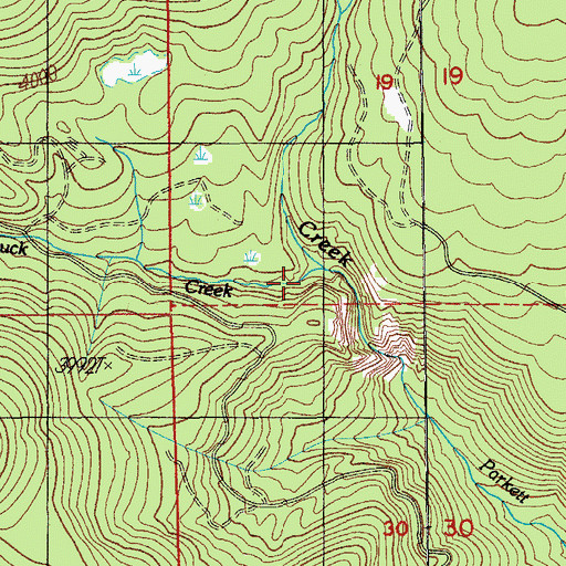 Topographic Map of Buck Creek, OR