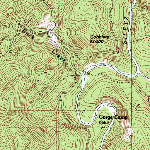 Topographic Map of Buck Creek, OR