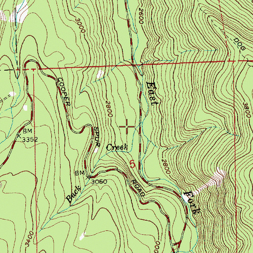 Topographic Map of Buck Creek, OR