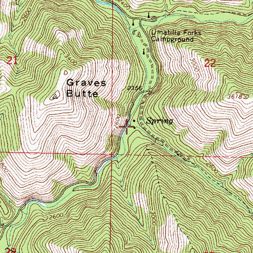 Topographic Map of Buck Creek, OR