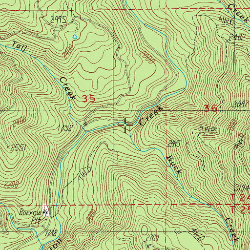 Topographic Map of Buck Creek, OR