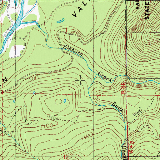 Topographic Map of Buck Creek, OR