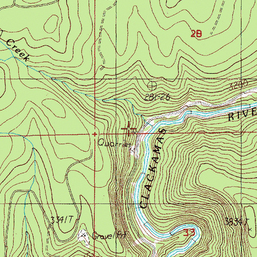 Topographic Map of Buck Creek, OR