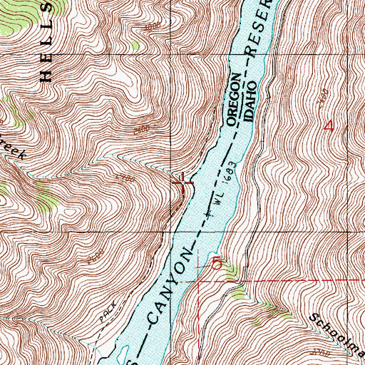 Topographic Map of Buck Creek, OR
