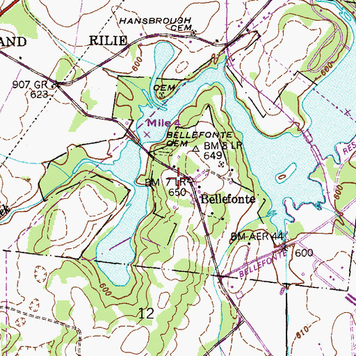 Topographic Map of Bellefonte, AL
