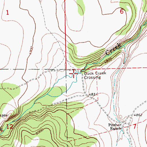 Topographic Map of Buck Creek Crossing, OR