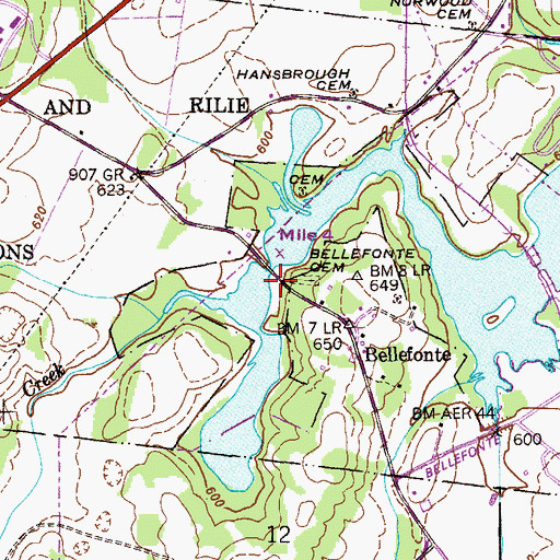 Topographic Map of Bellefonte Cemetery, AL