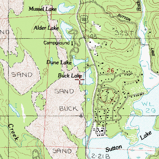 Topographic Map of Buck Lake, OR