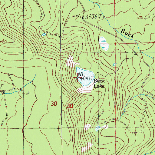 Topographic Map of Buck Lake, OR