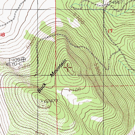 Topographic Map of Buck Mountain, OR