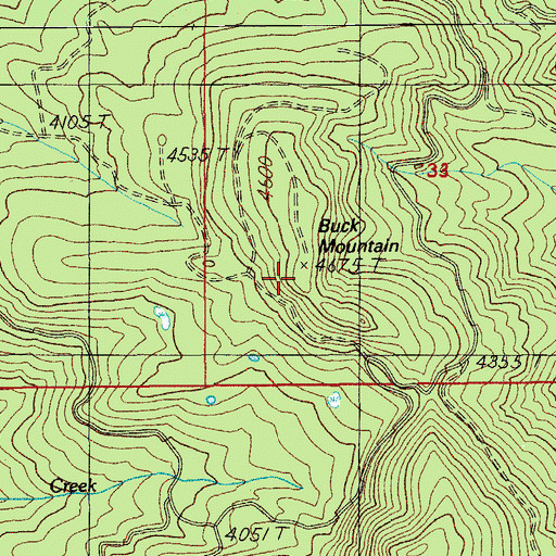 Topographic Map of Buck Mountain, OR