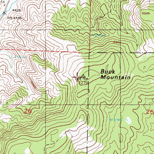 Topographic Map of Buck Mountain, OR